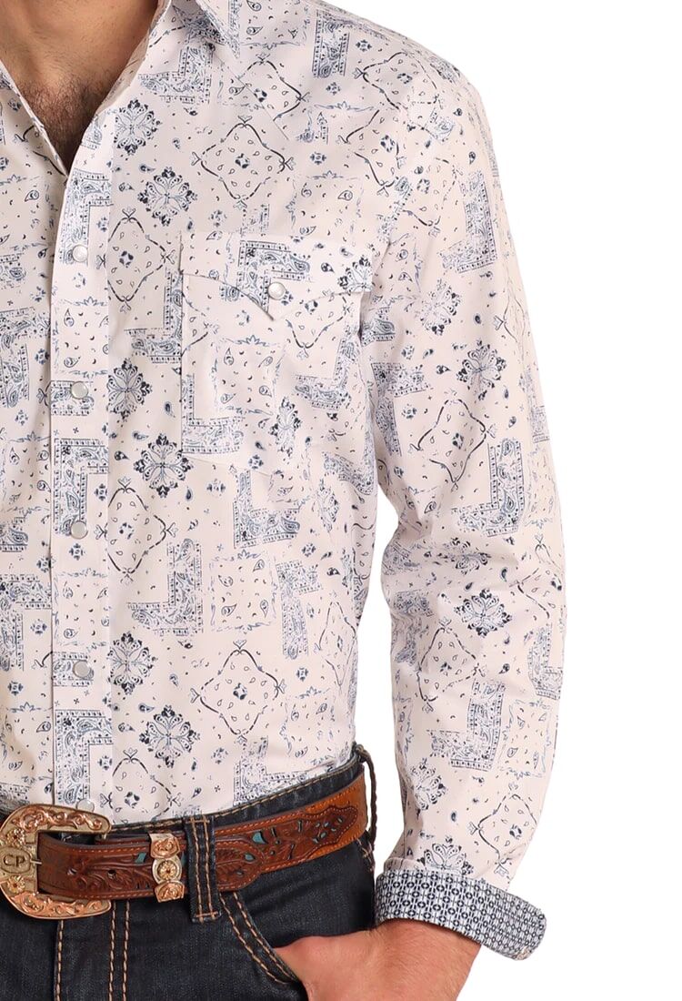 Panhandle Slim Men's Rough Stock Bandana Print Long Sleeve Snap Shirt 
