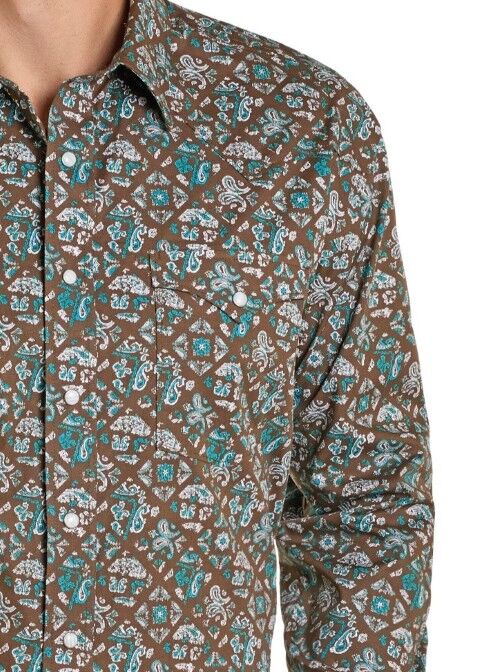 Panhandle Slim Men's Rough Stock Paisley Bandana Long Sleeve Snap Shirt