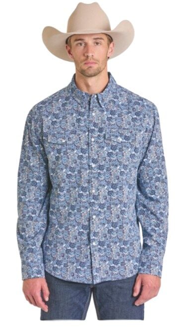 Panhandle Slim Men's Floral Medallion Long Sleeve Woven Snap Shirt