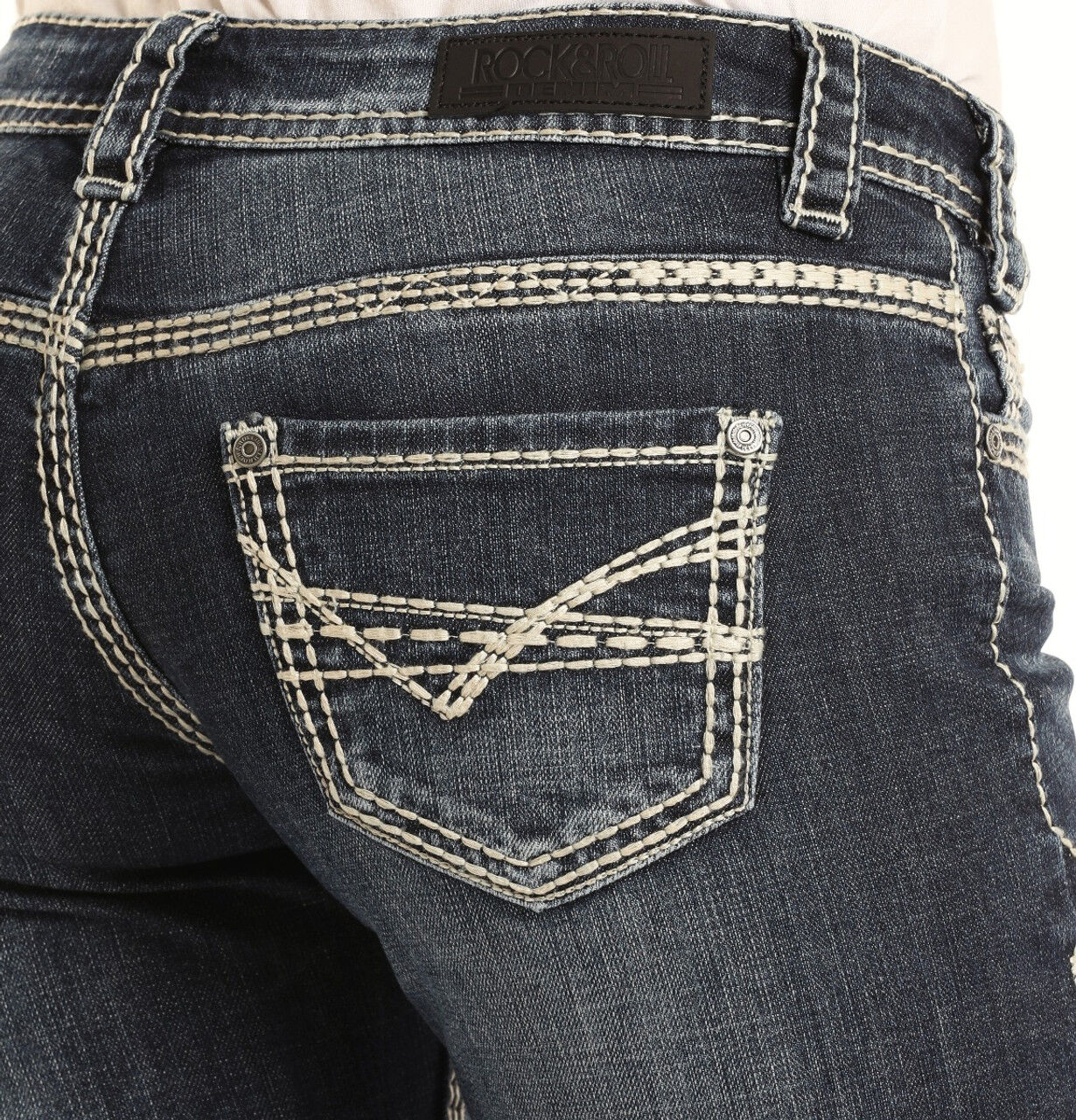 Rock & Roll Denim Women's Mid Rise Stretch Bootcut Riding Jeans