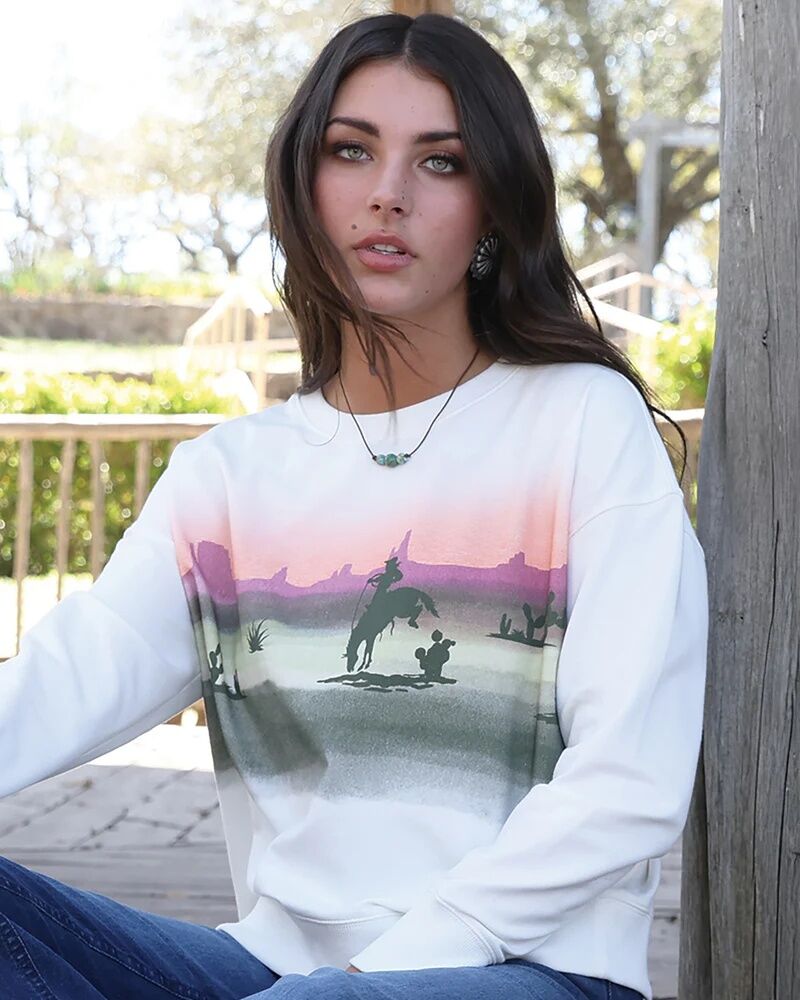 Cruel Girl Women's Southwest Desert Print Sweatshirt