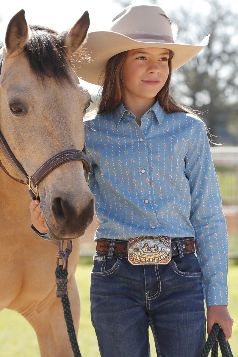 Cruel Denim Girl's Floral Print Snap Front Western Shirt