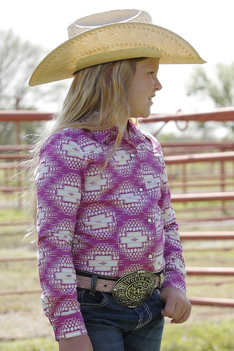 Cruel Denim Girl's Southwestern Print Snap Front Western Shirt