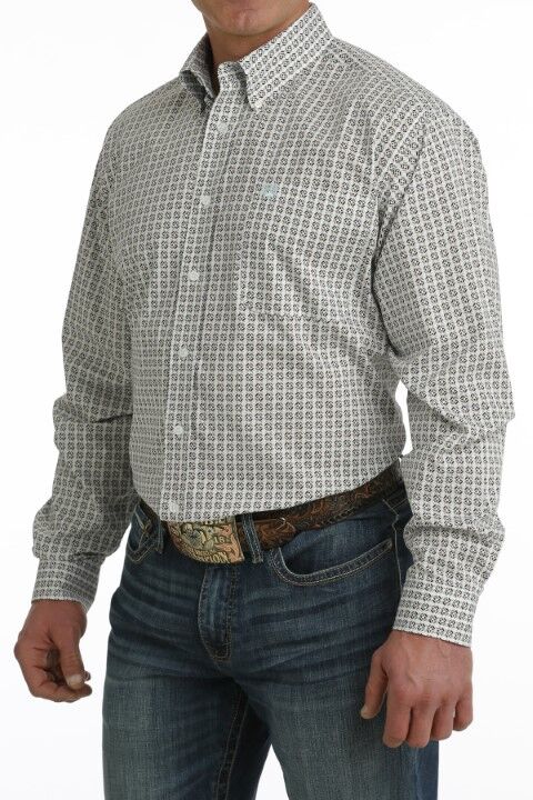 Cinch Men's Stretch Geometric Print Button Down Western Shirt