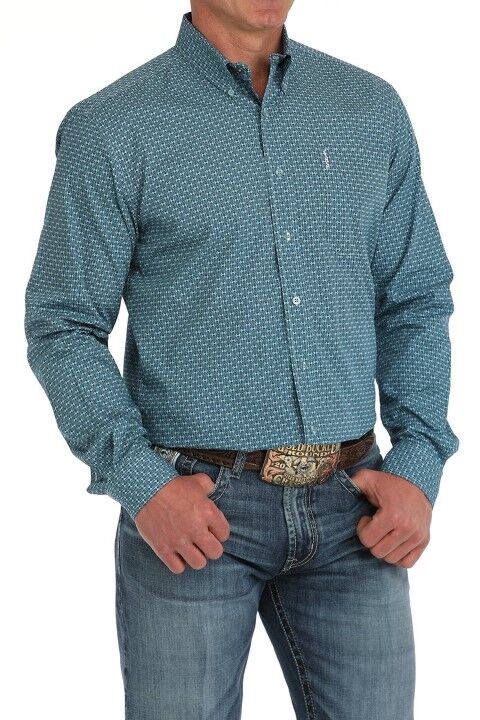 Cinch Men's Modern Fit Geometric Print Button Down Western Shirt