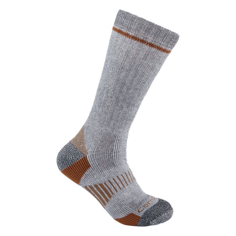 Carhartt Men's Midweight Synthetic-Wool Blend Boot Sock 2-Pk in Grey