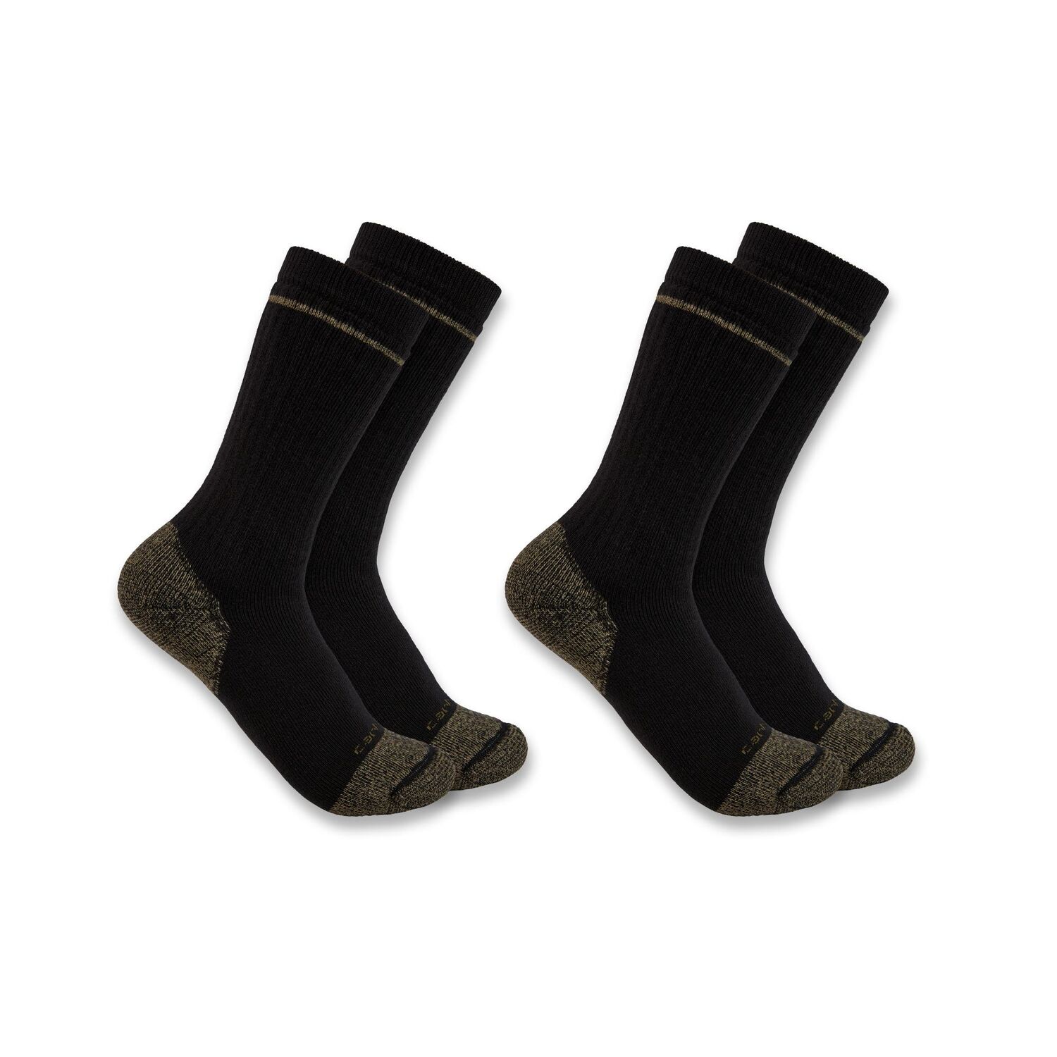 Carhartt Men's Midweight Cotton Blend Steel Toe Boot Sock 2-Pk in Black