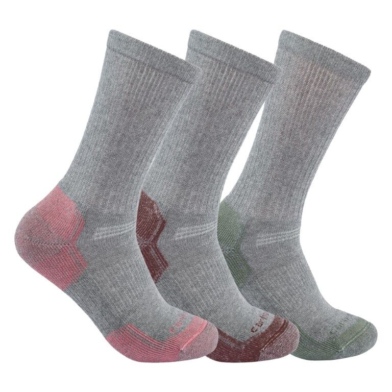Carhartt Women's Midweight Cotton Blend Crew Sock 3-Pk in Grey