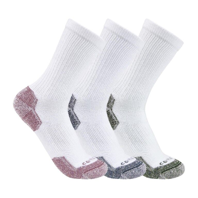 Carhartt Women's Midweight Cotton Blend Crew Sock 3-Pk in White