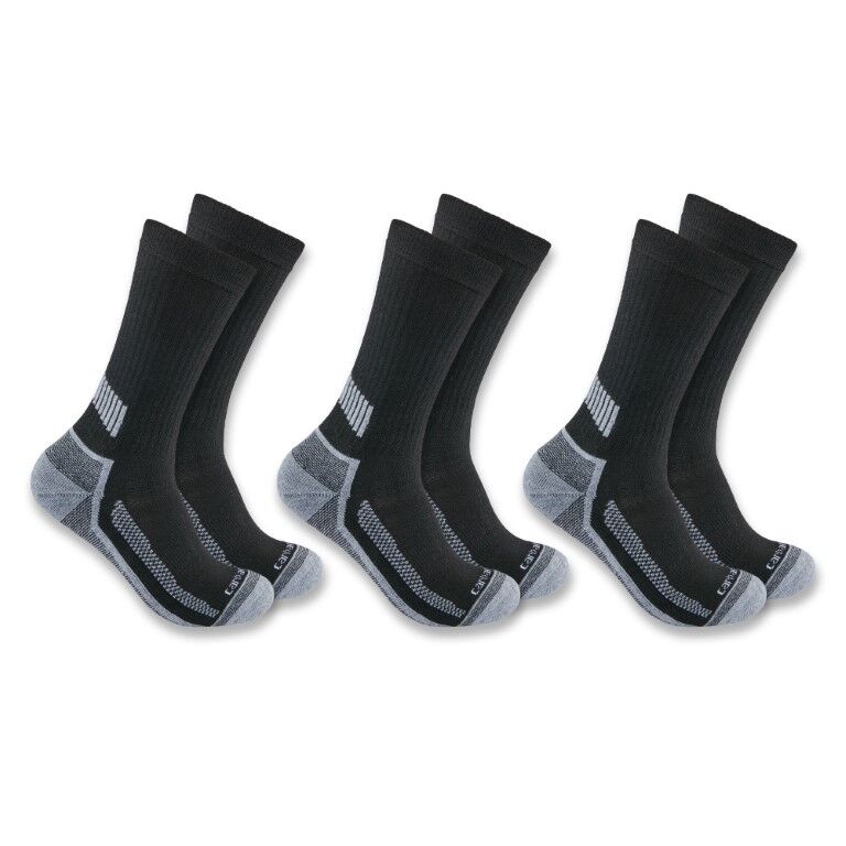 Carhartt Men's Carhartt Force Midweight Crew Sock 3-Pk in Black