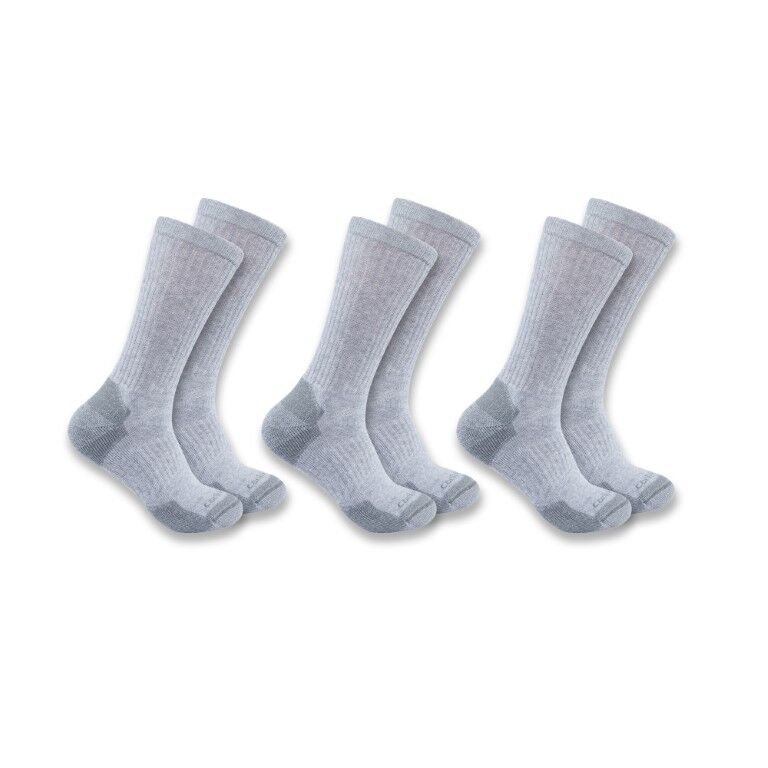 Carhartt Men's Midweight Cotton Blend Crew Sock 3-Pk in Grey
