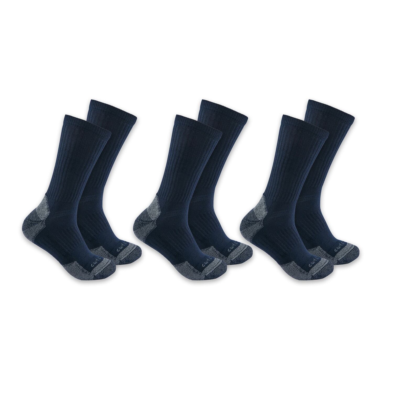 Carhartt Men's Midweight Cotton Blend Crew Sock 3-Pk in Navy