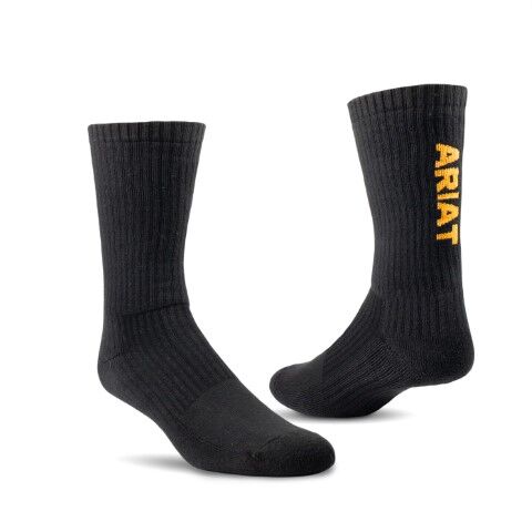 Ariat Men's Premium Ringspun Cotton Crew Work Sock 3-Pk in Black