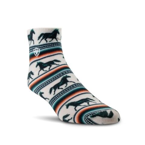 Ariat Women's Serape Horseprint Quarter Crew 2-Pk in Black/Serape