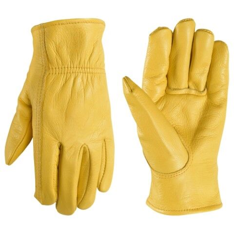 Wells Lamont Kids' Cowhide Leather Elasticized Wrist Gloves in Gold