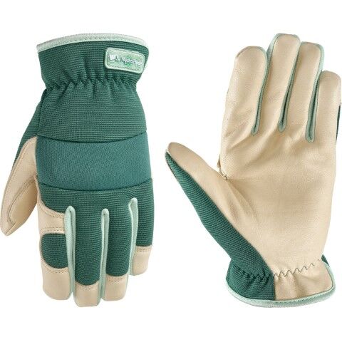 Wells Lamont Women's HydraHyde Leather Hybrid Open Cuff Gloves in Green