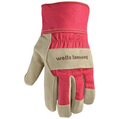 Wells Lamont Women's Cowhide Leather Palm With Safety Cuff Glove in Coral