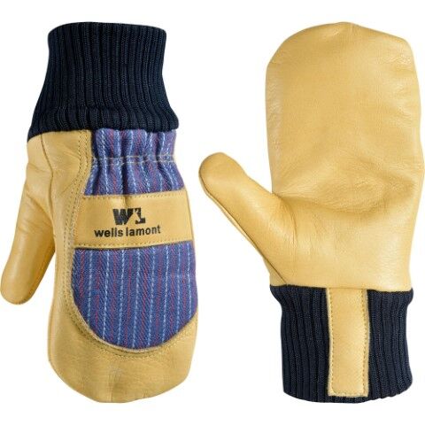 Wells Lamont Kids' Insulated Cowhide Leather Palm Mittens in Yellow