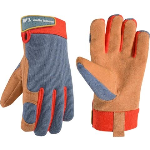 Wells Lamont Kids' Synthetic Leather Glove With Adjustable Wrist in Blue