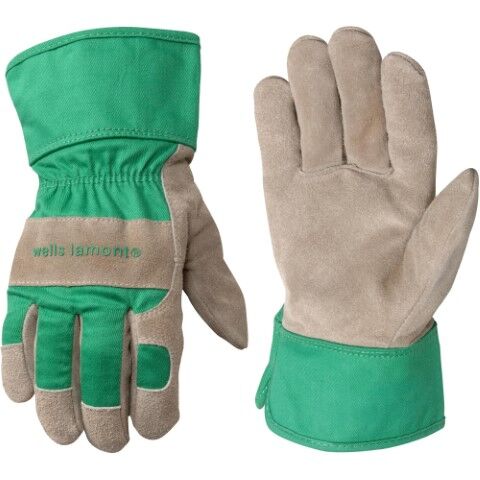 Wells Lamont Youth Cowhide Leather Palm Gloves With Safety Cuff in Green