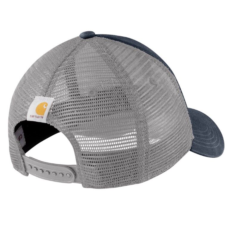Carhartt Men's Canvas Mesh Back Logo Graphic Cap in Navy/White