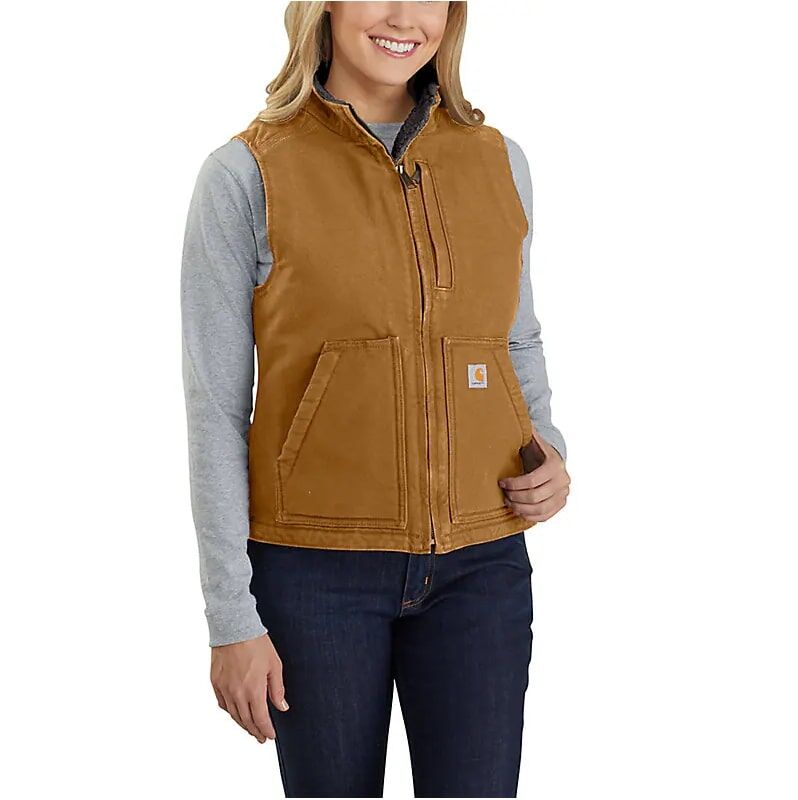 Carhartt Women's Sherpa Lined Relaxed Fit Washed Duck Vest