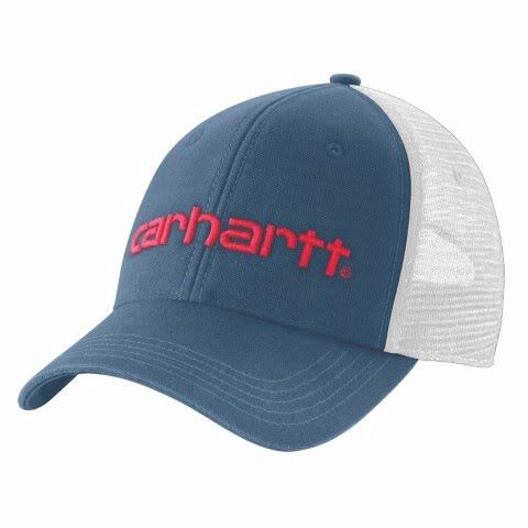 Carhartt Men's Canvas Mesh Back Logo Graphic Cap in Alpine Blue