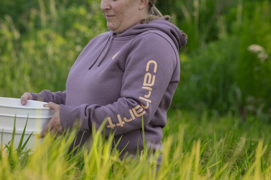 Carhartt Women's Relaxed Fit Midweight Logo Sleeve Graphic Sweatshirt