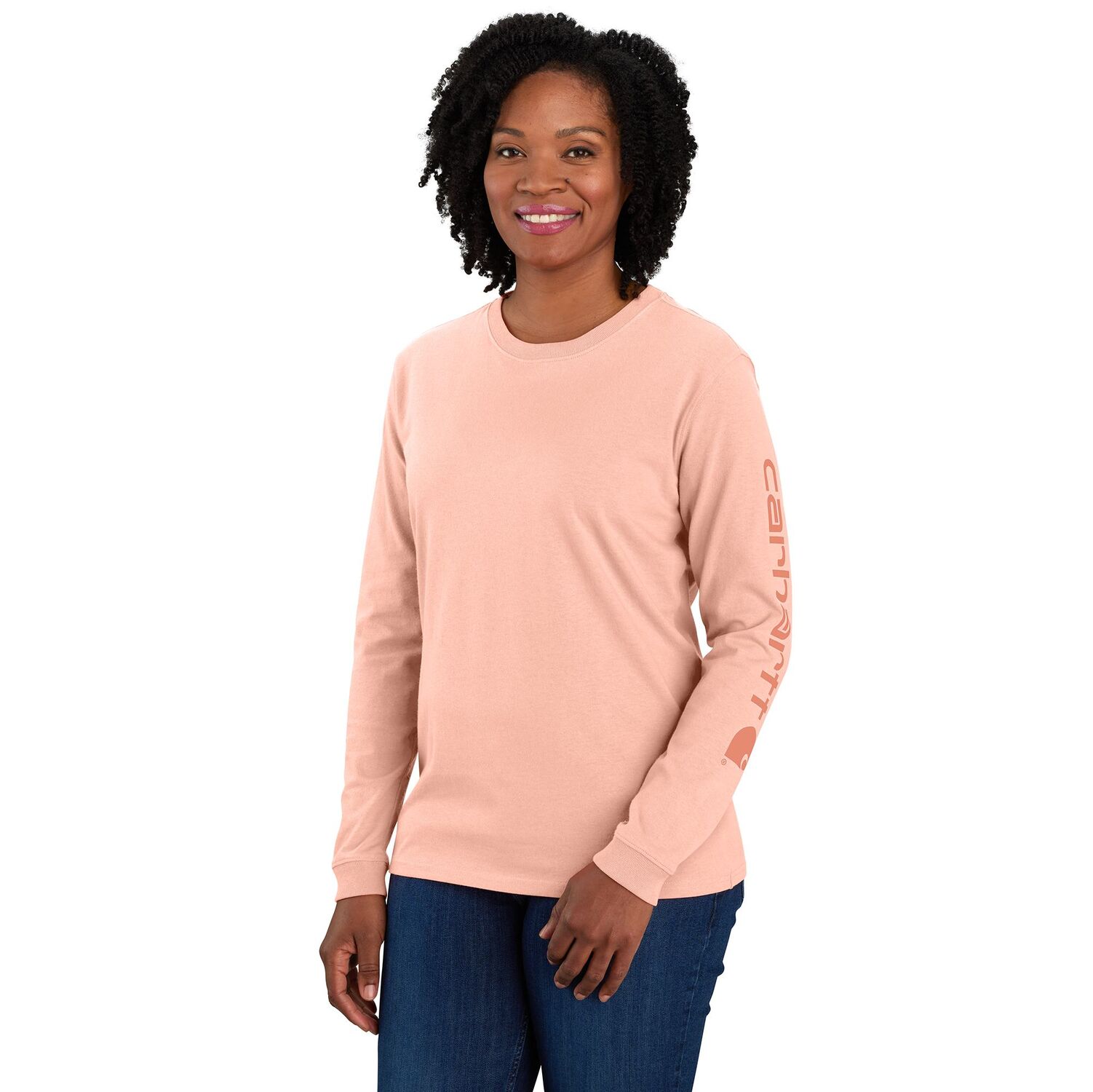 Carhartt Women's Loose Fit Heavyweight Long Sleeve Logo Sleeve Graphic T-Shirt