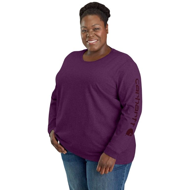 Carhartt Women's Loose Fit Heavyweight Long Sleeve Logo Sleeve Graphic T-Shirt