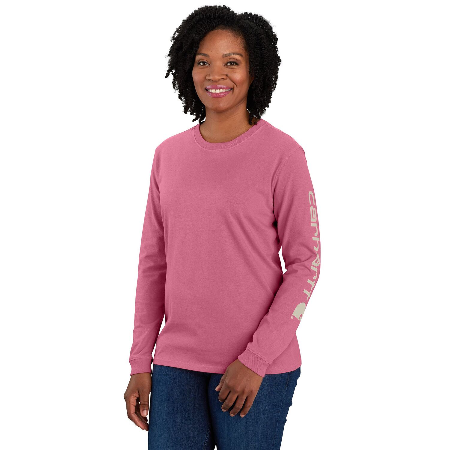Carhartt Women's Loose Fit Heavyweight Long Sleeve Logo Sleeve Graphic T-Shirt