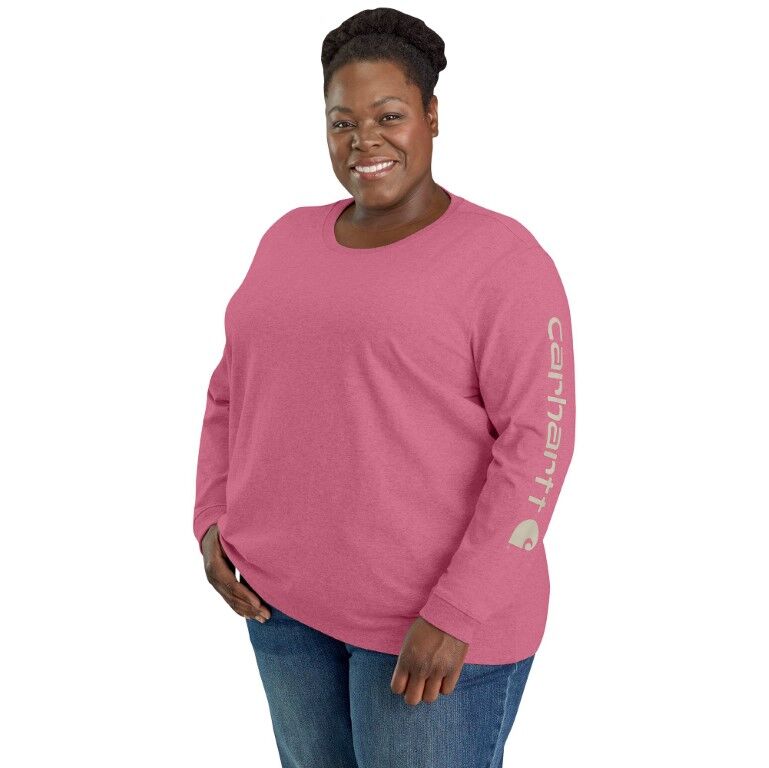 Carhartt Women's Loose Fit Heavyweight Long Sleeve Logo Sleeve Graphic T-Shirt