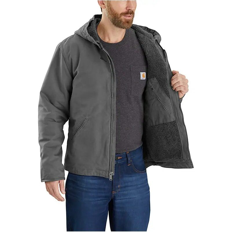 Carhartt Men's Relaxed Fit Washed Duck Sherpa-Lined Jacket