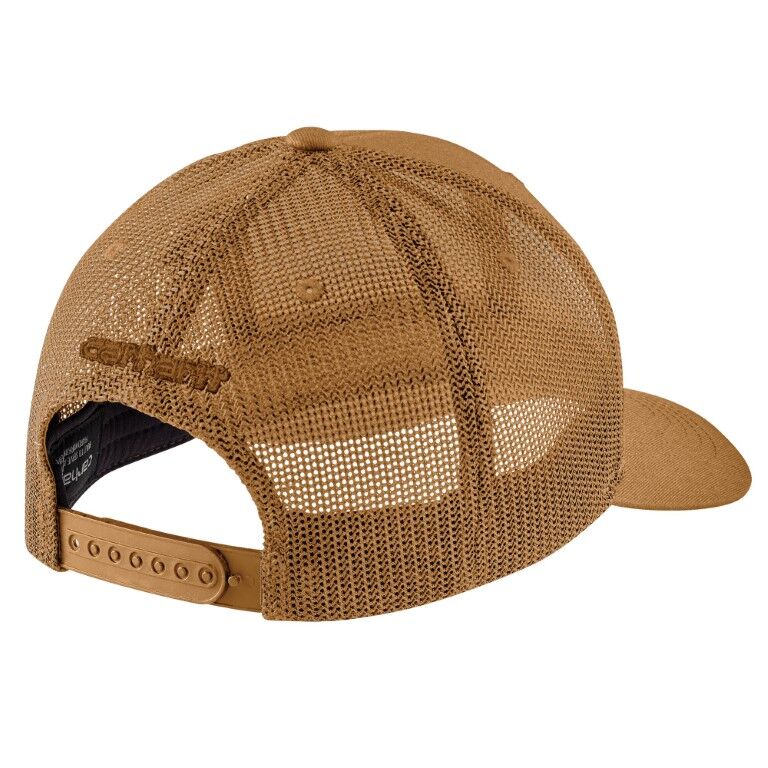 Carhartt Men's Rugged Flex Twill Mesh Back Logo Patch Cap in Carhartt Brown