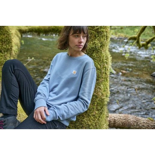 Carhartt Women's Tencel Fiber Series Relaxed Fit French Terry Crewneck Sweatshirt in Thundercloud