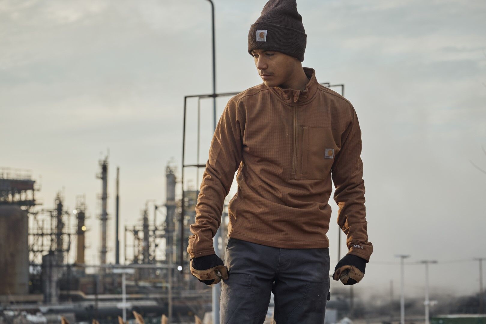 Carhartt Men's Force Relaxed Fit Mock Neck 1/2 Zip T-Shirt