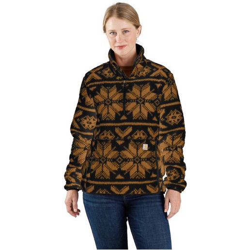 Carhartt Women's Loose Fit Fleece Pullover in Black Fairisle