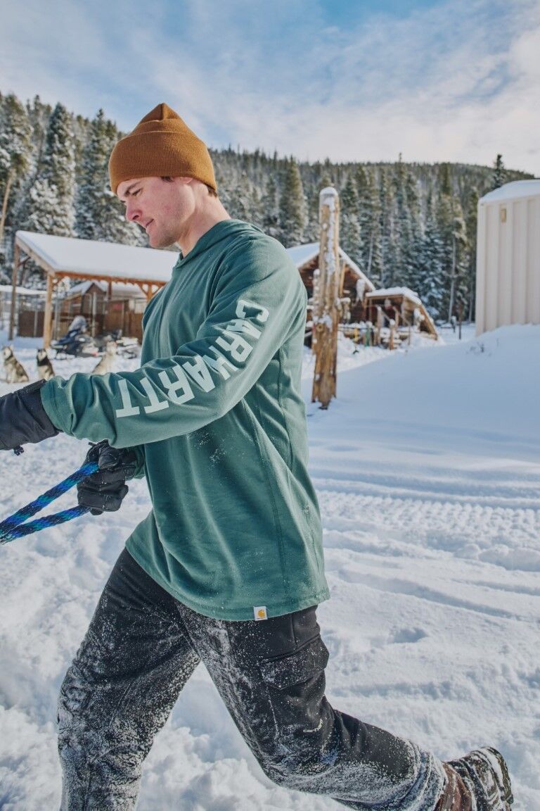 Carhartt Men's Carhartt Force Relaxed Fit Long Sleeve Logo Graphic Hooded T-Shirt