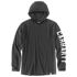 Carhartt Men's Force Relaxed Fit Midweight Long-Sleeve Logo Graphic Hooded T-Shirt in Carbon Heather