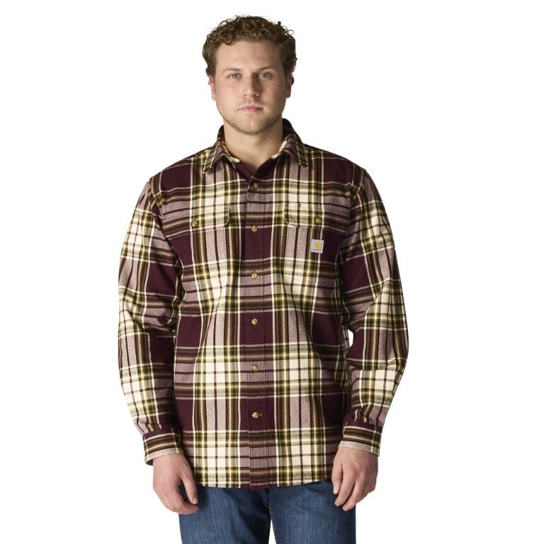 Carhartt Men's Loose Fit Heavyweight Flannel Long Sleeve Plaid Shirt