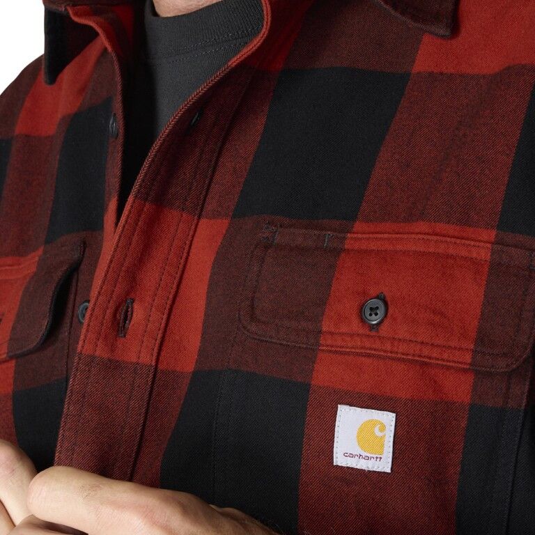 Carhartt Men's Loose Fit Heavyweight Flannel Long Sleeve Plaid Shirt