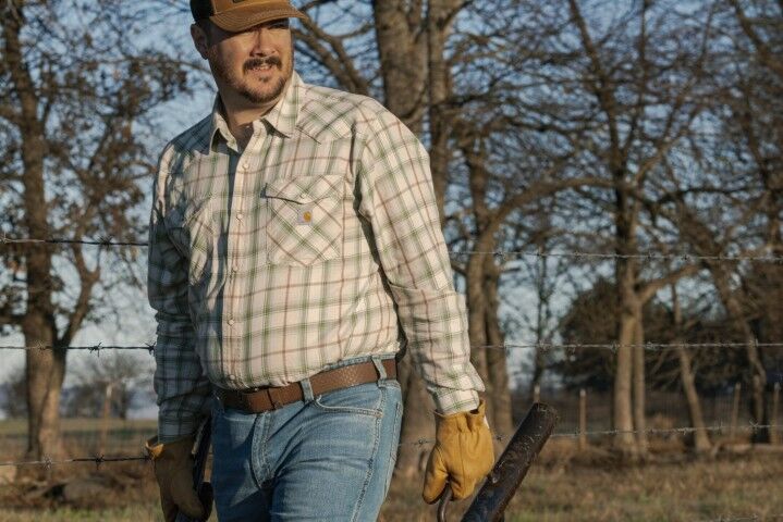 Carhartt Men's Montana Rugged Flex Relaxed Fit Lightweight Long Sleeve Snap Front Plaid Shirt