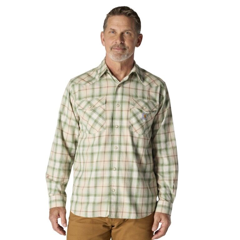 Carhartt Men's Montana Rugged Flex Relaxed Fit Lightweight Long Sleeve Snap Front Plaid Shirt