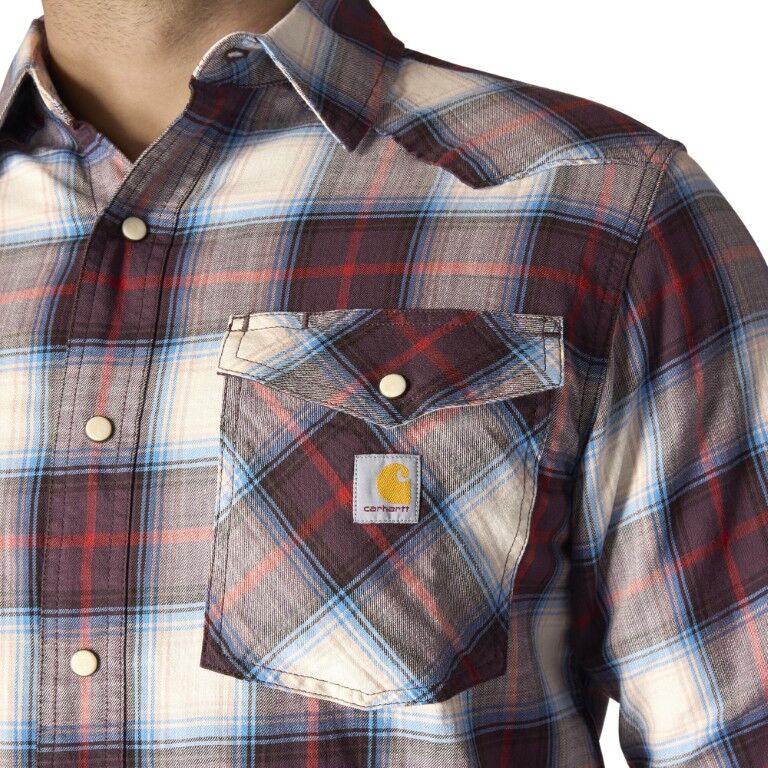 Carhartt Men's Montana Rugged Flex Relaxed Fit Lightweight Long Sleeve Snap Front Plaid Shirt