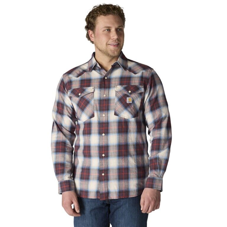 Carhartt Men's Montana Rugged Flex Relaxed Fit Lightweight Long Sleeve Snap Front Plaid Shirt