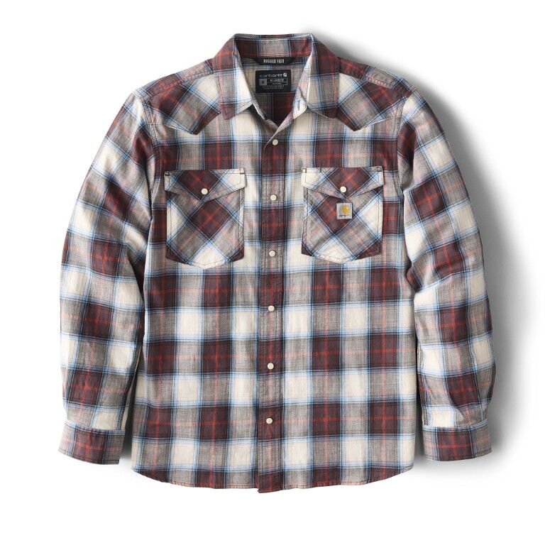 Carhartt Men's Montana Rugged Flex Relaxed Fit Lightweight Long Sleeve Snap Front Plaid Shirt