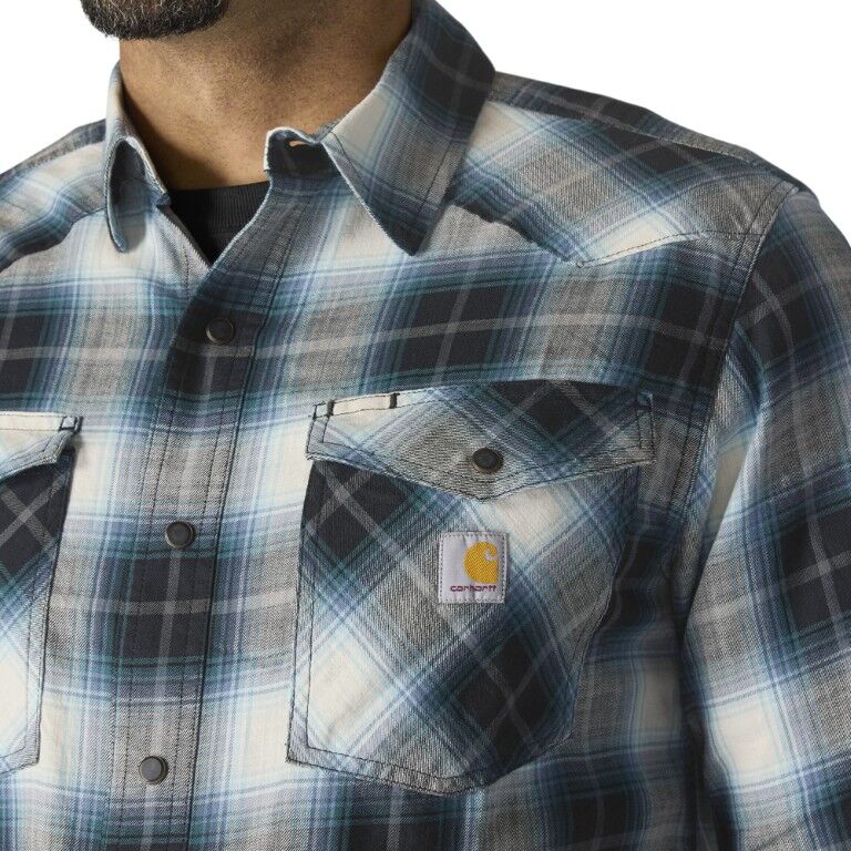 Carhartt Men's Montana Rugged Flex Relaxed Fit Lightweight Long Sleeve Snap Front Plaid Shirt