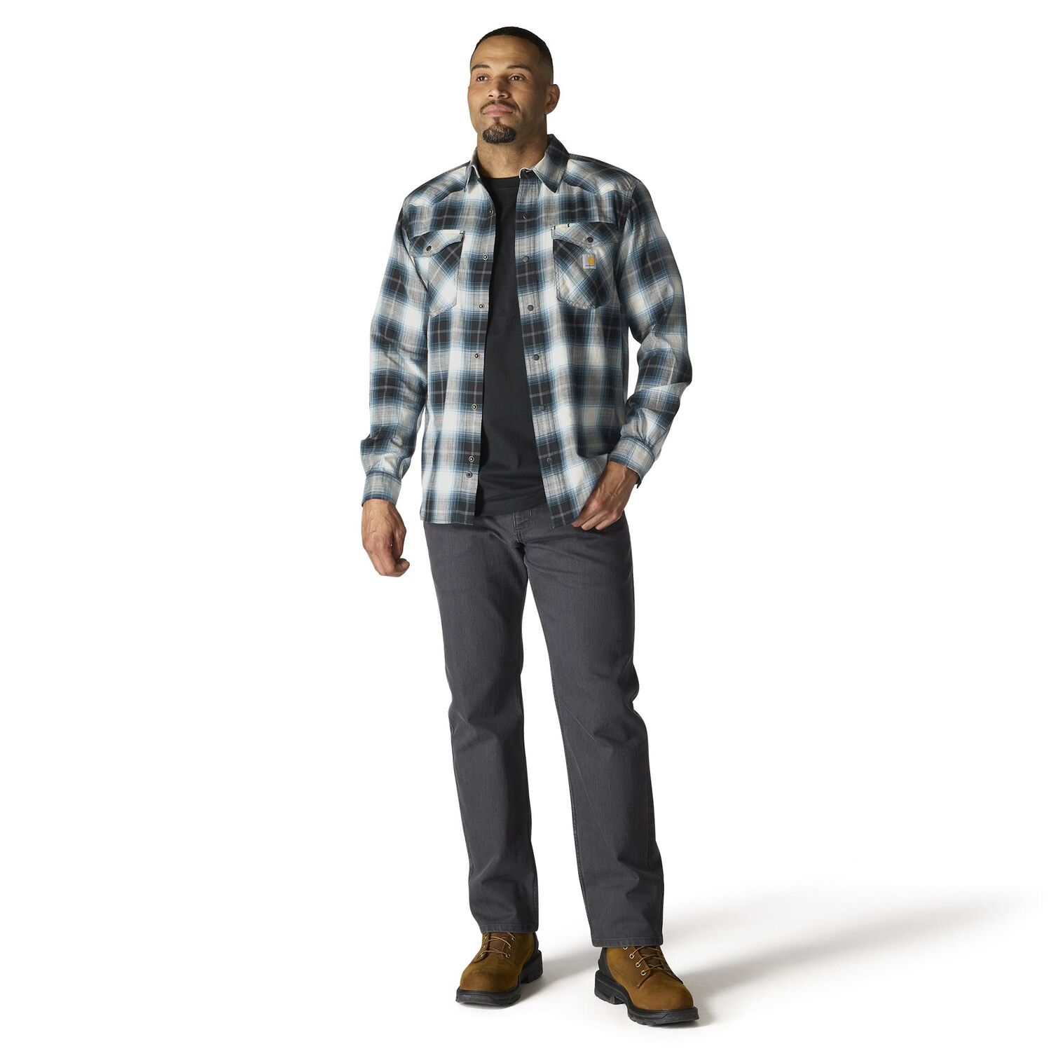 Carhartt Men's Montana Rugged Flex Relaxed Fit Lightweight Long Sleeve Snap Front Plaid Shirt