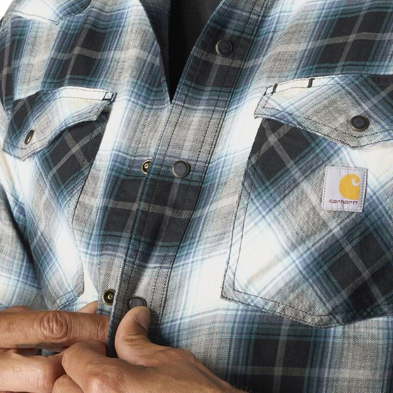 Carhartt Men's Montana Rugged Flex Relaxed Fit Lightweight Long Sleeve Snap Front Plaid Shirt