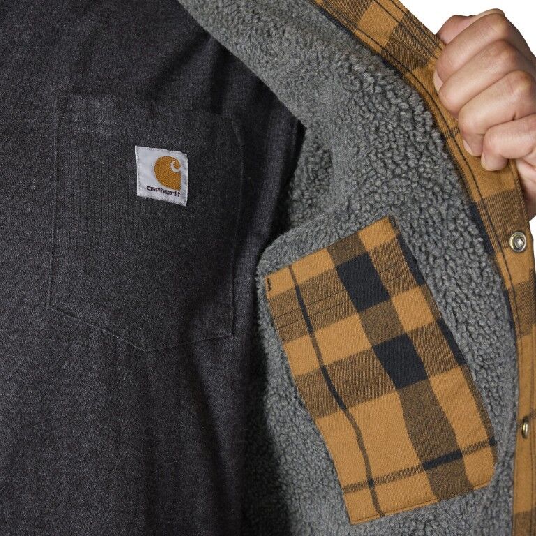 Carhartt Men's Relaxed Fit Flannel Sherpa Lined Shirt Jac